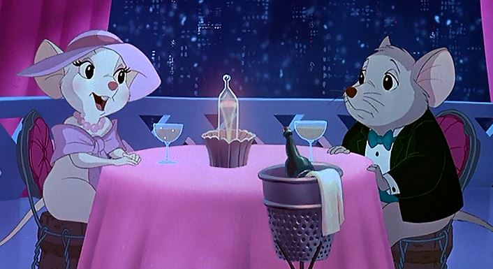 "Bernard, darling, would you rather sit here at this fancy restaurant dining or venture off for danger to a continent halfway across the world that could very well be the cause of our deaths?""Is..Is..that a trick question, Miss...Miss Bianca?"