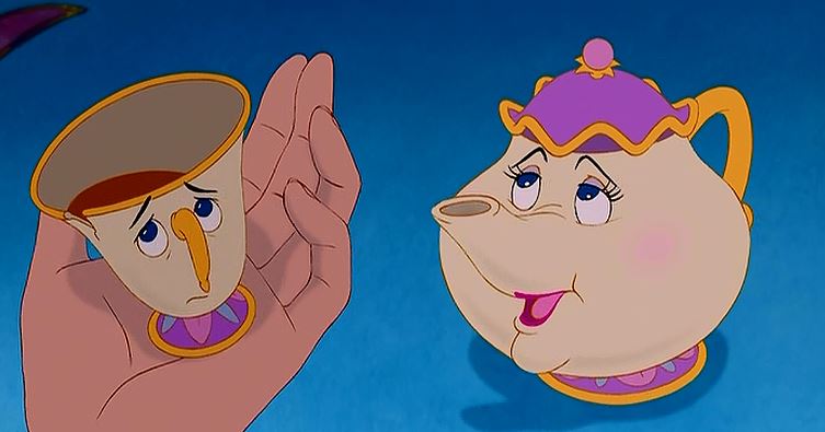 So...if Chip is a teacup, he doesn't really have a head, so would the tea be his brains? And if you drank all the tea, would he be dead since he would have no brains left? Am I overthinking this?