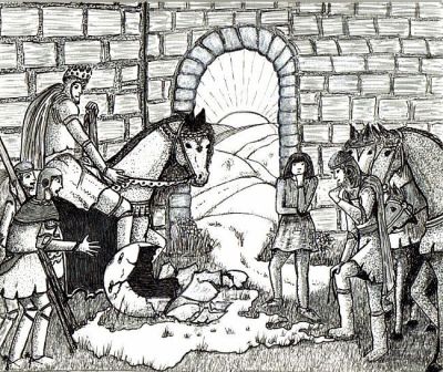 "You there! O broken egg-person, do you know of any kidnapped princess with magical hair in these woods?"