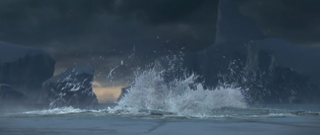 Imagine drawing splashing waves amongst floating chunks of ice in an icy sea surrounded by fjords!